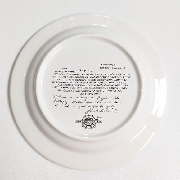 Sara Stilwell Webber Calendar Collections Plate July By Newell Pottery 1984 - Picture 2 of 4